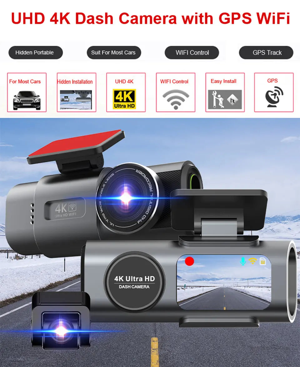 4K Dash Cam with Sony Night Vision, WiFi & GPS | Front & Rear
